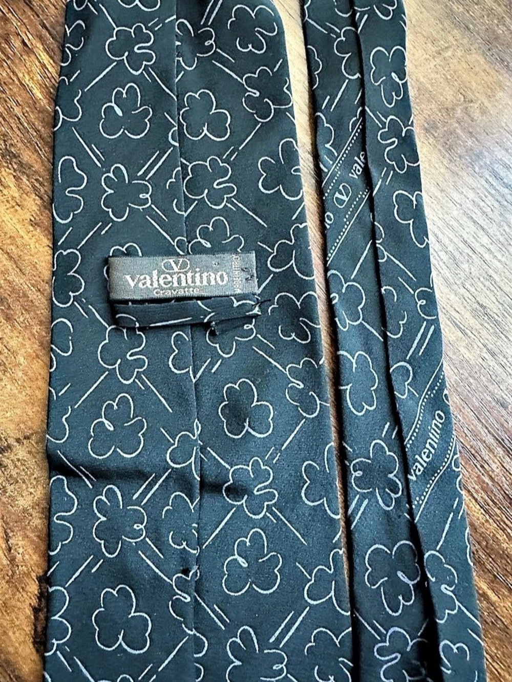 Valentino Floral Silk Tie in Black & Lilac Like New